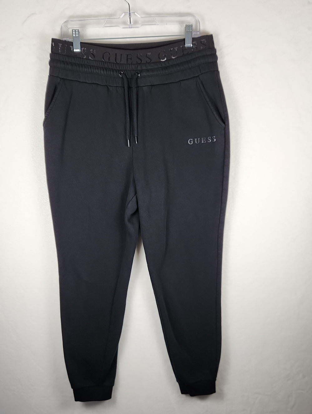 GUESS Men's Black Logo Sweat Joggers with Branded Waistband